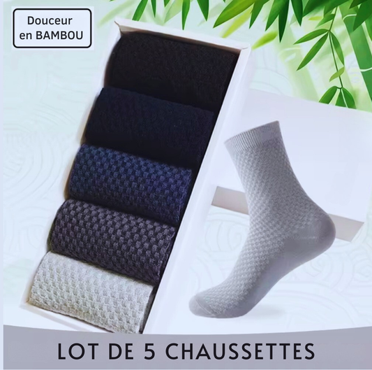 Chaussettes en Bambou Confort Plus – Lot de 4 + 1 offerte